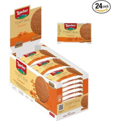 Loacker Tortina (Caramel) • Caramel Cream Between Crispy Waffles • Round Waffle Tarts for Coffee • Waffle Biscuits (24 x 21 g)