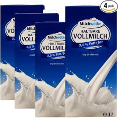 Milchvolm Durable Milk 3.5% Fat Milk Full Fat Milk Low Fat Durable Milk Full Fat 1 Litre Each Pack of 4