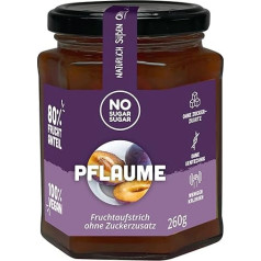 No Sugar Sugar Fruit Spread Plum without Added Sugar, at least 80% Fruit Content with Erythritol and Stevia, Bread Spread Made in the EU (260 g) (1 x 260 g)