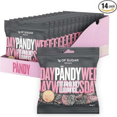 PANDY Sugar Free Fruit Gums - Strawberry and Licorice - Delicious Combination of Strawberry and Liquorice, Only 1g Sugar and 75 Calories, 14×50g