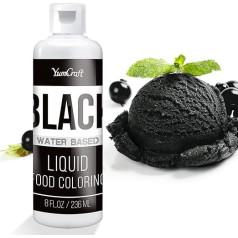 Food Colouring - Highly Concentrated Liquid Food Colour for Cakes, Baking, Easter Eggs, Drinks - Sugar-Free Food Colouring for Fondant, Icing, Slime, Cake Decoration (Black, 236 ml)