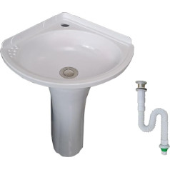 Mini Wash Basin for Children, Wall Mounted with Column and Simple Sink, Plastic Sink, 54 cm High, Suitable for Nurseries, Small Bathrooms and Children's Rooms [White]