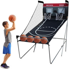 Basketball Machine, Electric Baskeltball Stand, Foldable Shooting Machine, Electronic Scorer, Dual Shot Basketball, Arcade, Basketball Games, Children, for 2 Players