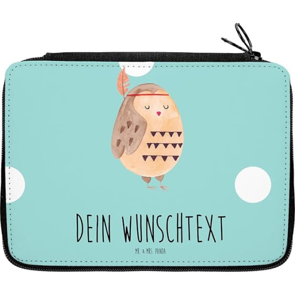 Mr. & Mrs. Panda Personalised Pencil Case Owl Feather Jewellery - Personalised Gifts, Personalised Pencil Roll Decoration, Relaxed, Child,