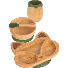 Fox Bamboo Suction Baby Feeding Set Olive Green 4 Pieces