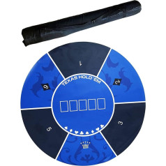 Table Game Felt Mat 47 x 47 Inch Round Poker Table Professional Poker Family Party Casino Blue