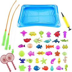 Pack of 43 Magnetic Fishing Toys, Ocean Sea Animals, Fish Pool Party Toy, Bath Toy, Bath Toy, Water Game, Perfect Educational Game, Great Gift for Children from 3 Years