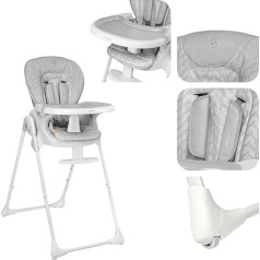 Malit Folding Highchair, 7 Height Levels, Seat Belts, Non-Slip Pads, Rubber Wheels, Removable Tray, Adjustable Backrest and More, Grey