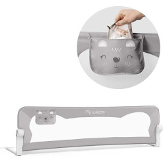 Safety Barrier Safety Gate for Bed Children's Bed Safety Railing Protective Railing Cute Design Pattern Frame Metal Plastic 180 x 42 x 35 cm Grey