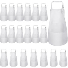 Eurzom 20 Pieces Kids Aprons with Pockets, Adjustable Cooking Apron, Painting Aprons for Cooking, Baking, Painting