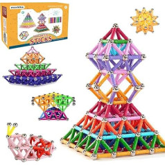 220 Pieces Puzzle Magnetic Building Blocks Toy Magnetic Building Kit Montessori Education Toy for Children Play Stacking Game with Magnetic Bricks and Sticks