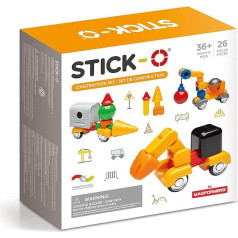 Stick-O Construction Vehicles Magnetic Building Blocks Set. Funky, Chunky Pieces to Make Diggers and Dumpers. Perfect for Little Hands Rainbow, 902004