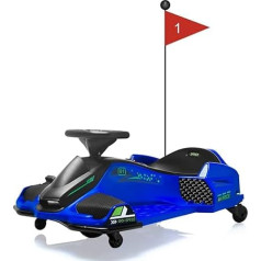 24 V Drift Car, 7Ah Battery, Brushless 180 W Motor, Electric Drift Go-Kart for Children for Drivers up to 50 kg, with Music, LED Light Front and Rear Alarm, Low Charge Alarm, Blue