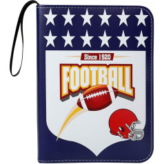 Faux Leather 4 Pockets Trading Card Binder Album Holder Pages Folder Protector for American Football Trading Cards TCG - Top Loading 3 Ring Zip Card Binder Album Football League Cards