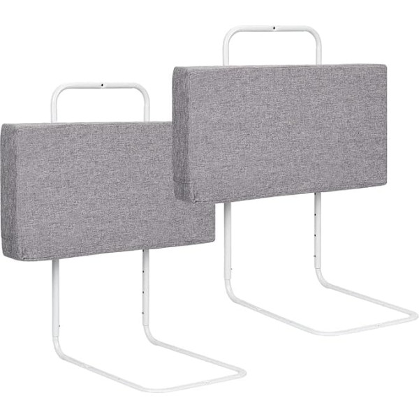 Bed Rail for Children, Bed Guard, Baby Bed Fence, Soft Pearl Cotton, Fall Protection Bed Rail, Height Adjustable, with 1 x Interchangeable Fabric Cover (Grey, 2 x 60 cm)