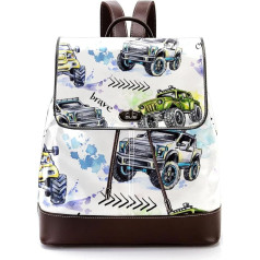 Personalisierte Schultaschen Büchertaschen für Teenager Catoon Geländewagen, Mehrfarbig, 27x12.3x32cm, Rucksack Rucksäcke