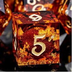 ARUOHHA DND Dice Set Liquid Core Resin Sharp Edges Dungeon and Dragon Handmade RPG Gold Red Polyhedral D&D Dice with Gift Box Role Playing Dice Set D20 D12
