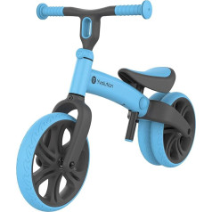 Yvolution Junior 5024450 Balance Bike (Blue, Load Capacity up to 20 kg, with Adjustable Seat and Handlebars, Puncture-proof Wheels)