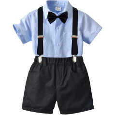 Machbaby Baby Boys Clothing Sets Gentleman Romper Short Sleeve Tuxedo Suit Trousers and Shirt Outfit Summer Clothing
