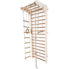 Children's Wall Bars with Wooden Bar Gymnastics Rings Rope Climbing Wall Swedish Wall Sports Equipment Gym Wall Climbing Frame Gymnastics Equipment for Children's Room Indoor Children