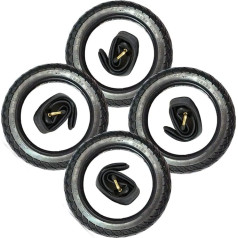 4 x 12 Set 62-203 = 12 1/2 x 2 1/4 CBK-MS Pushchair Children's Wheel Tyres + Inner Tube with 45° Angle Car Valve