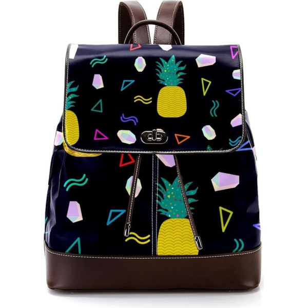 Fruit Ananas Comosus Geometrische Schultaschen Büchertaschen für Teenager, Mehrfarbig, 27x12.3x32cm, Rucksack Rucksäcke