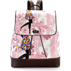 Personalised School Bags Book Bags for Teenagers, Beauty Pattern, Girls, Pink, Multicoloured, 27 x 12.3 x 32 cm, Backpack Backpacks, multicoloured