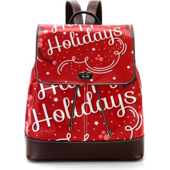 Personalisierte Schultaschen Büchertaschen für Teenager Happy Holidays mit rotem Hintergrund, Mehrfarbig, 27x12.3x32cm, Rucksack Rucksäcke