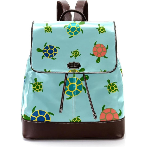Cartoon-Meeresschildkröten, niedliches Muster, blauer Hintergrund, personalisierte Schultaschen, Büchertaschen für Teenager, Mehrfarbig, 27x12.3x32cm, Rucksack Rucksäcke