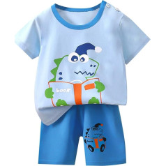 Unisex Kinder Kleidung Set Elastische Taille Rundhals Sportshirt Mit Trainingsshorts Lässig Zweiteiliges Hawaii Hemd Shorts Sommer Outfit 2-Teilig Activewear für Jungen 2-11 Jahre