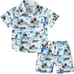 Children's Toddler Baby Boys T-Shirt and Shorts 2-Piece Set Casual Children's Clothing Summer Outfit Hawaiian Shirt Casual Clothing Gentleman Outfits Party Dress Letter
