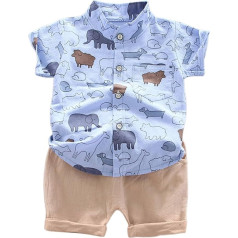 Clothing Sets Boys Summer Outfit 2-Piece Baby Cotton Short Sleeve T-Shirt and Shorts Cotton Trousers with Shirt Sets Sportswear Tracksuit for 2-8 Years