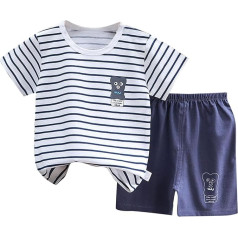 Generisch Trainingsanzug Kinder Elastische Taille Kurzarm T Shirt Tops Casual Shorts Langarm-Shirt Hosenträger Hosen Weiche Baumwollmischung Jogginganzug Kinderkleidung für 7-14 JahreKleidung