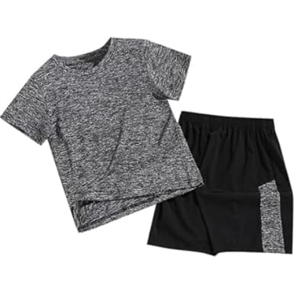Kinder Kurzarm Set,Elastische Taille Baumwolle T-Shirt und Sporthose Set Leicht Strand Kurze Hosen Freizeitanzug Hausanzug Sportanzug Bekleidungssets für 1-12 Jahre