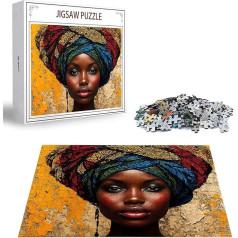 Puzzle 1000 Teile Afrika Puzzle Erwachsene, DIY Groß Puzzelmatten, Holzpuzzle für Erwachsene und Kinder ab 12 Jahren Wooden Jigsaw Frau Geschicklichkeitsspiel für Die Ganze Familie, Geschenke D-144