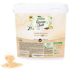 Nortembio Epsom Salt 6 kg Novelty Fragrance of Vanilla and Cinnamon Hydrated with Vitamin C and E. Bath Salts and Body Care E-Book Included