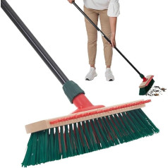 Garden Broom with Handle and Scratching Strip 40 cm Elaston Bristles Broom Outdoor Street Broom with Handle Hard Bristles Patio Broom Yard Broom Stable Broom Sweeping Broom Industrial Broom