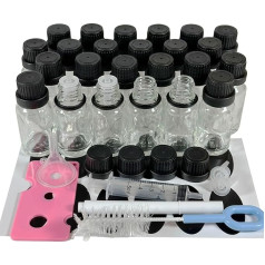 Glasflasche für ätherische Öle, nachfüllbare Probenflaschen mit Öffnung, Tropfverschluss und Verschluss, für Parfüm- und Aromatherapie-Öle, transparent, 15 ml