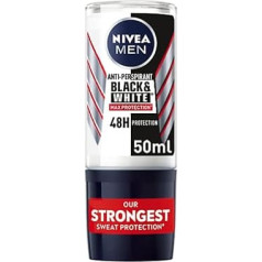 NIVEA MEN Black & White Max Protection Roll-On (50 ml), Men's Deodorant with 0% Alcohol, 48h Antiperspirant for Men, Roll On Deodorant, Maximum Protection