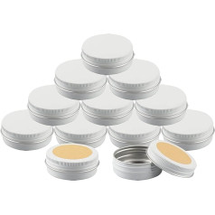 BasicPacking Pack of 100 Empty Round Aluminium Tin with Screw Lid Aluminium Tin Aluminium Screw Box Cream Jar Candle Tins Cosmetic Tins Tin Box Aluminium Tin with 100 Stickers Aluminium, White
