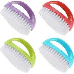 Hand Nail Brushes, 4 Pack Nail Cleaning Brush with Handle, 4 Colours, Handle Nail Brushes, Heavy Duty Nail Brushes, Plastic Nail Scrub Brush for Gardeners, Mechanics, Hand Under Nails