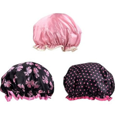 Shower Caps Waterproof Bath Caps Double Layer Shower Hat for Girls and Women