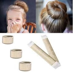 Hair Bun Maker, Size 5.9 Inch Magic Bun Shaper Doughnut Hair Styling for Kids Curler Roller Dish Headbands, Pack of 3, Blonde