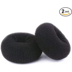Hair Donut Bun Maker Blonde, Ring Style Bun, Pack of 2 Chignon Hair Raiser Doughnut Shaper for Thick and Long Hair (X-Large, 4.5 inch/Black)