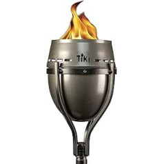 Island King 65 Inch Outdoor Torch - Large Flame Metal Torch for Patio, Garden, Lawn & Backyard - Weather-Resistant, Refillable & Decorative Outdoor Torch (Silver)
