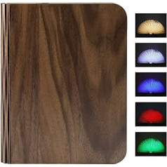 Wooden Book Lamp, Foldable with Colour Changing, 5 Colours, Mood Light, Book Lamp, Bedside Lamp, Decorative Lights/Night Light with 2000 mAh Lithium Battery, USB Rechargeable, Ideal for Gift