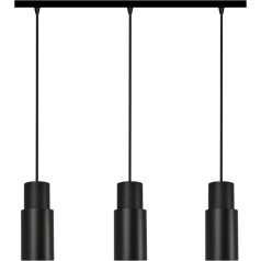 ouglres Pendant Light Dining Table Black, Hanging Light 3-Bulb Wood Vintage, Durable Aluminium Shade, Industrial E27 Lamps Hanging for Dining Room, Kitchen, Living Room, Work Platforms, Height