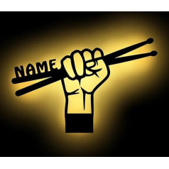 LED Drum Sticks Drums with Name, Gifts for Drummers and Musicians, as a Decorative Lamp Room or Music School