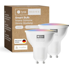 GU10 LED RGBWW Light Bulb, Matte, Smart Light Bulb, 400 LM, WiFi Lamps, 16 Million Colours, Smart Bulb GU10 LED, Works with Alexa, Hey Google, Apple, Pack of 2