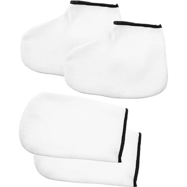 FRCOLOR 2 Pairs Hand Mask Foot Hand Care Set Hand Care Set Skincare Tools Spa Gloves and Socks Paraffin Wax for Hands Wax Bath Gloves Foot Bath Covers Knitted White